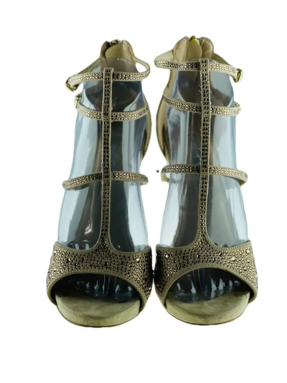 AUDREY BROOKE Gold Rhinestone Strappy Heels 4